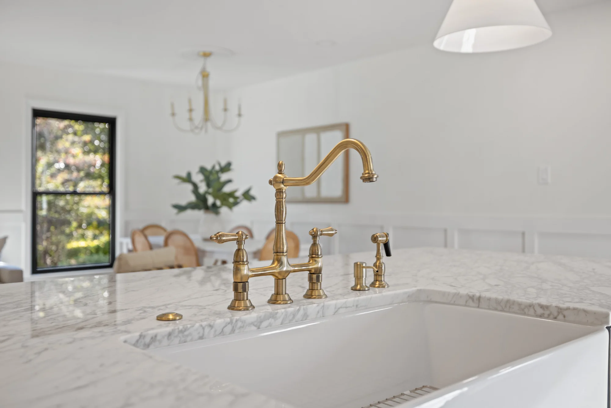 Pemberton: brass faucet and countertop details