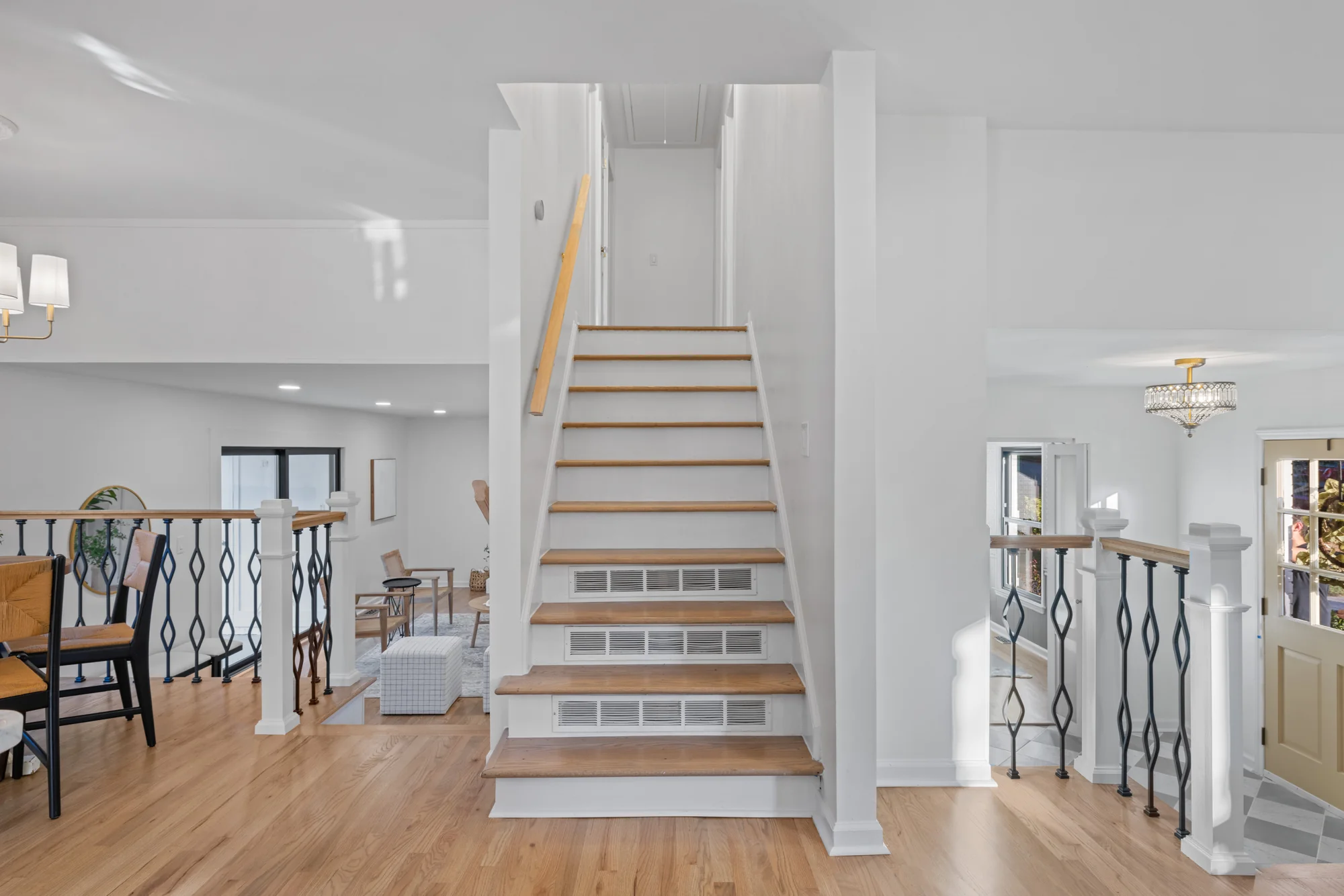 Pemberton: wood stairs and open railings